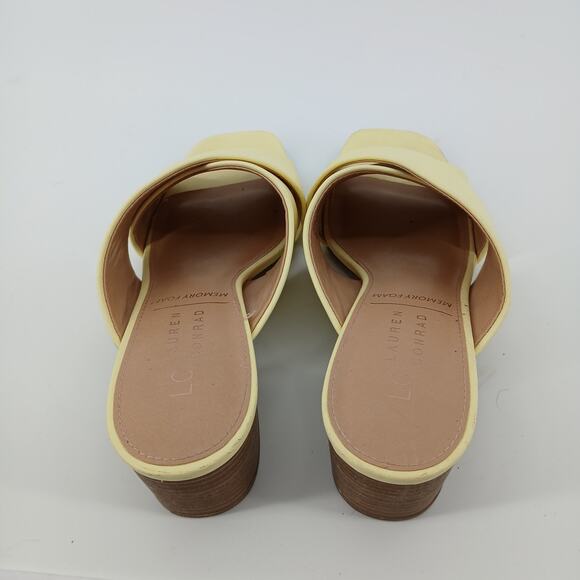 Lauren Conrad Butter Yellow Sodapop Crossband Block Heel Sandal Womens 7M Preppy - Picture 4 of 7